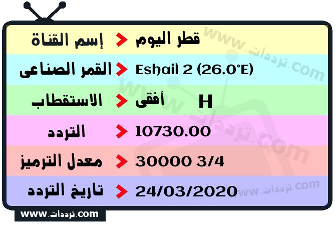 تردد قناة قطر اليوم على القمر سهيل سات 2 26 شرق 2024